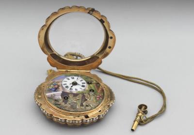 图片[3]-Pair of rose-shaped pocket watches with painted enamel, 19th century, Switzerland-China Archive